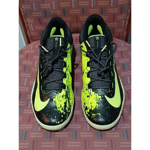 New Size 11 Nike Alpha Huarache Elite 4 Low MCS Baseball Black/Lime FV6096-001 - Picture 2 of 9